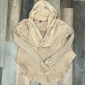 Free People Tan Hooded Sweatshirt